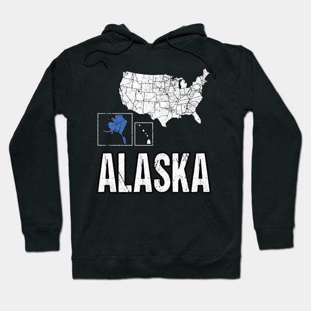Vintage Alaska Map Hoodie by HyperactiveGhost